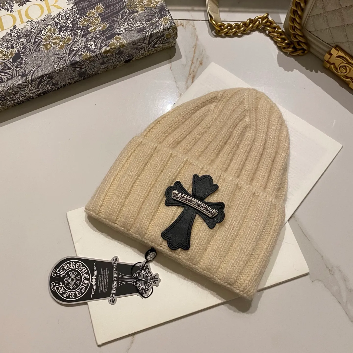 Crow Heart Rabbit Fur Knitted Hat